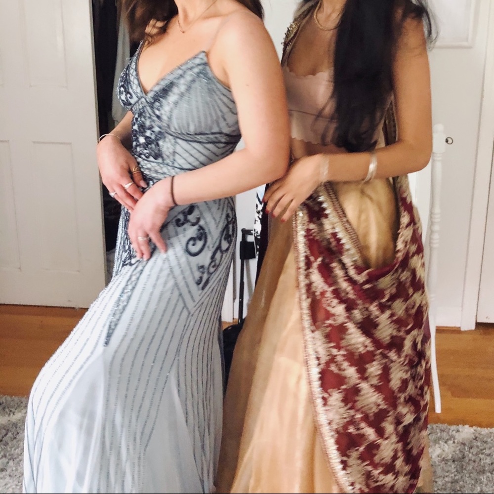 Jump apparel blue beaded prom dress